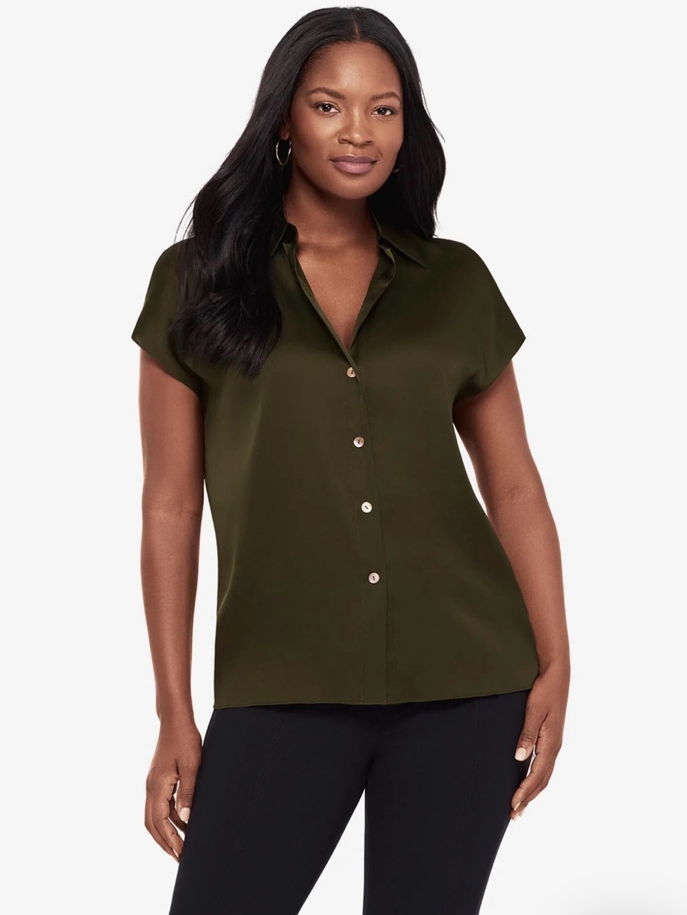 NWT Miraclesuit Relaxed Charmeuse Blouse in Nori - Size L